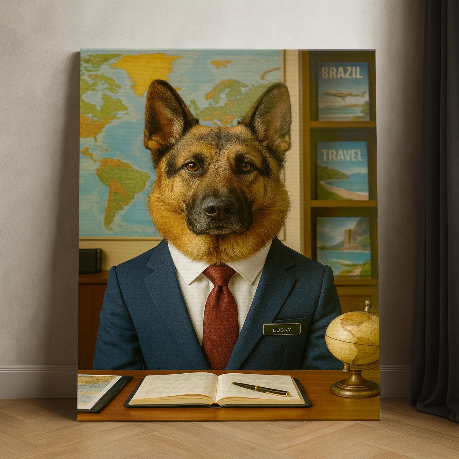 Custom Photo Travel Agent Dog Canvas Gift For Dog Lovers