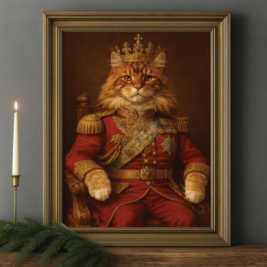 Custom Photo King Cat With Crown Royal Canvas Framed Wall Art Gift For Cat Lovers