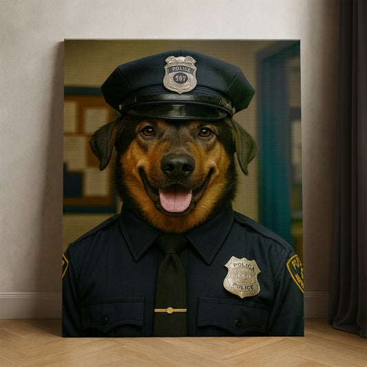 Custom Photo Police Dog Canvas Gift For Dog Lovers