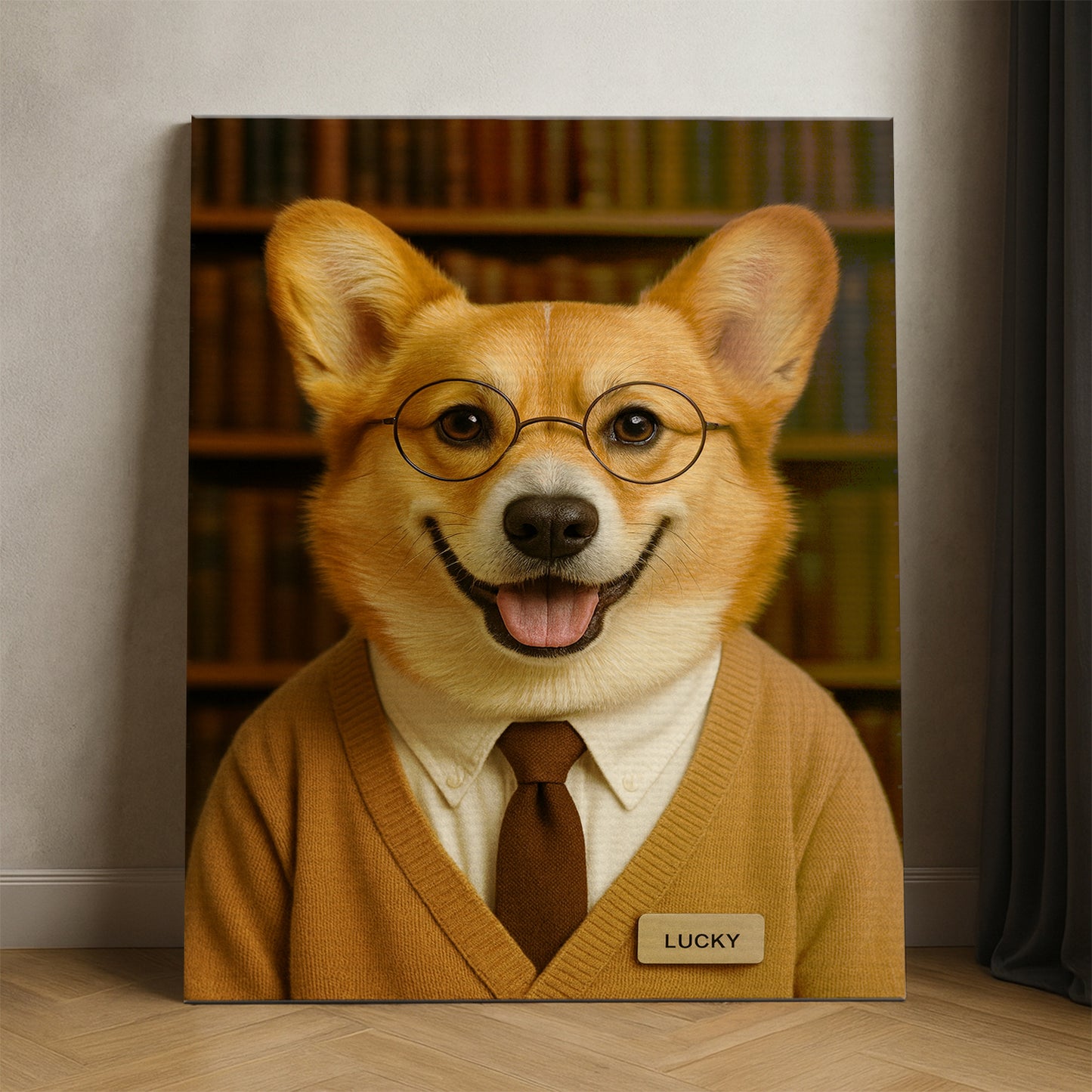 Custom Photo Librarian Book Lover Dog Canvas Gift For Dog Lovers
