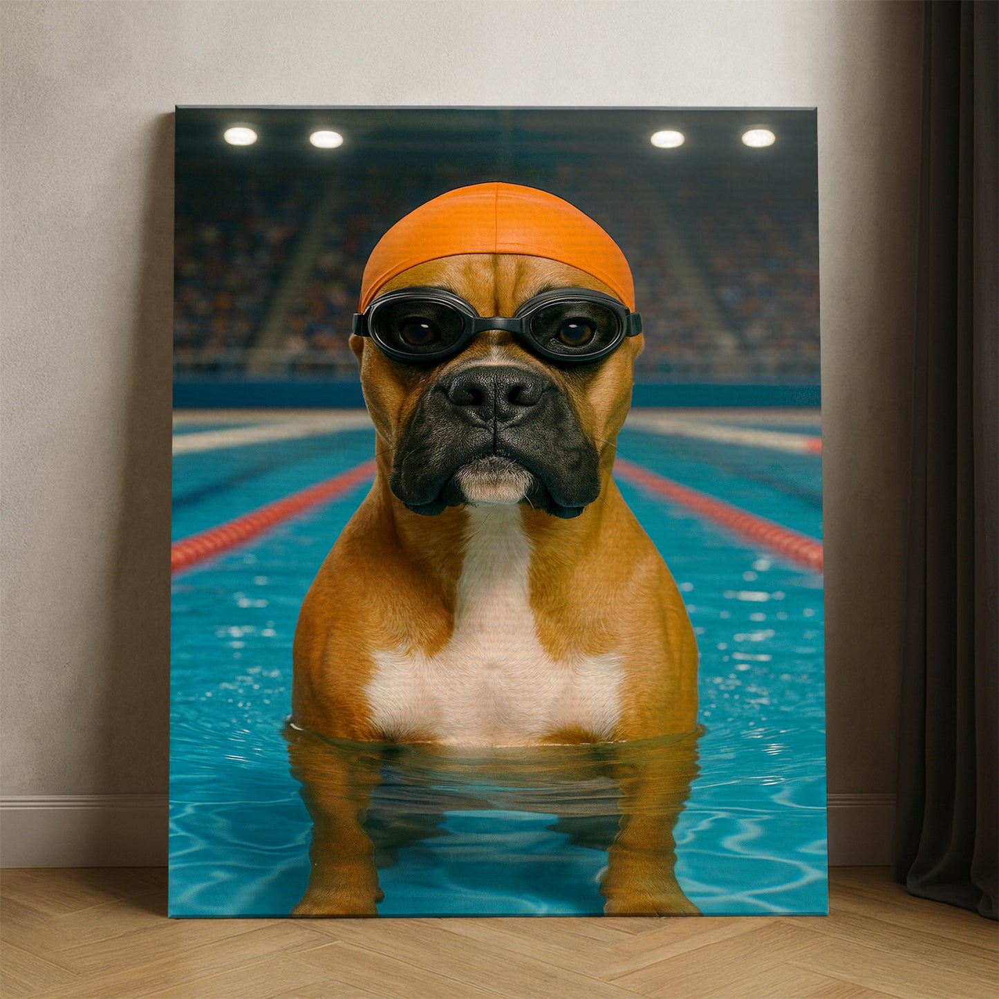 Custom Photo Swimmer  2 Dog Canvas Gift For Dog Lovers