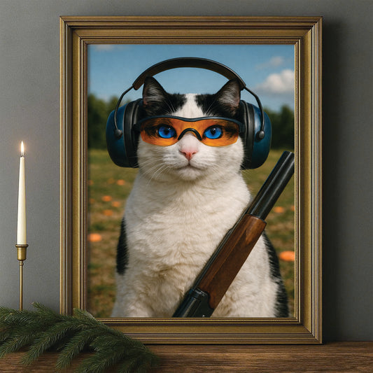 Custom Photo Clay Shooter Cat Canvas Framed Wall Art Gift For Cat Lovers