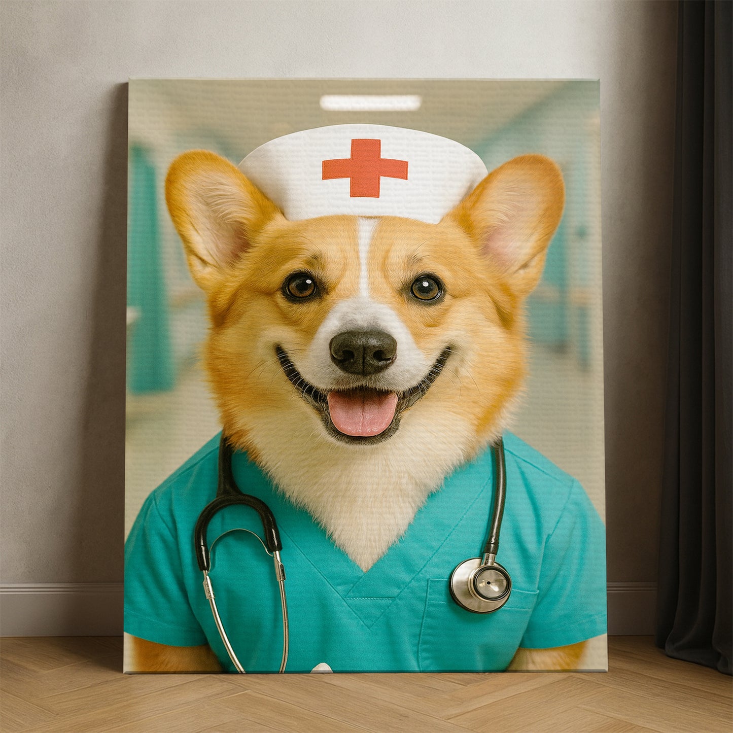 Custom Photo Nurse Dog Canvas Gift For Dog Lovers