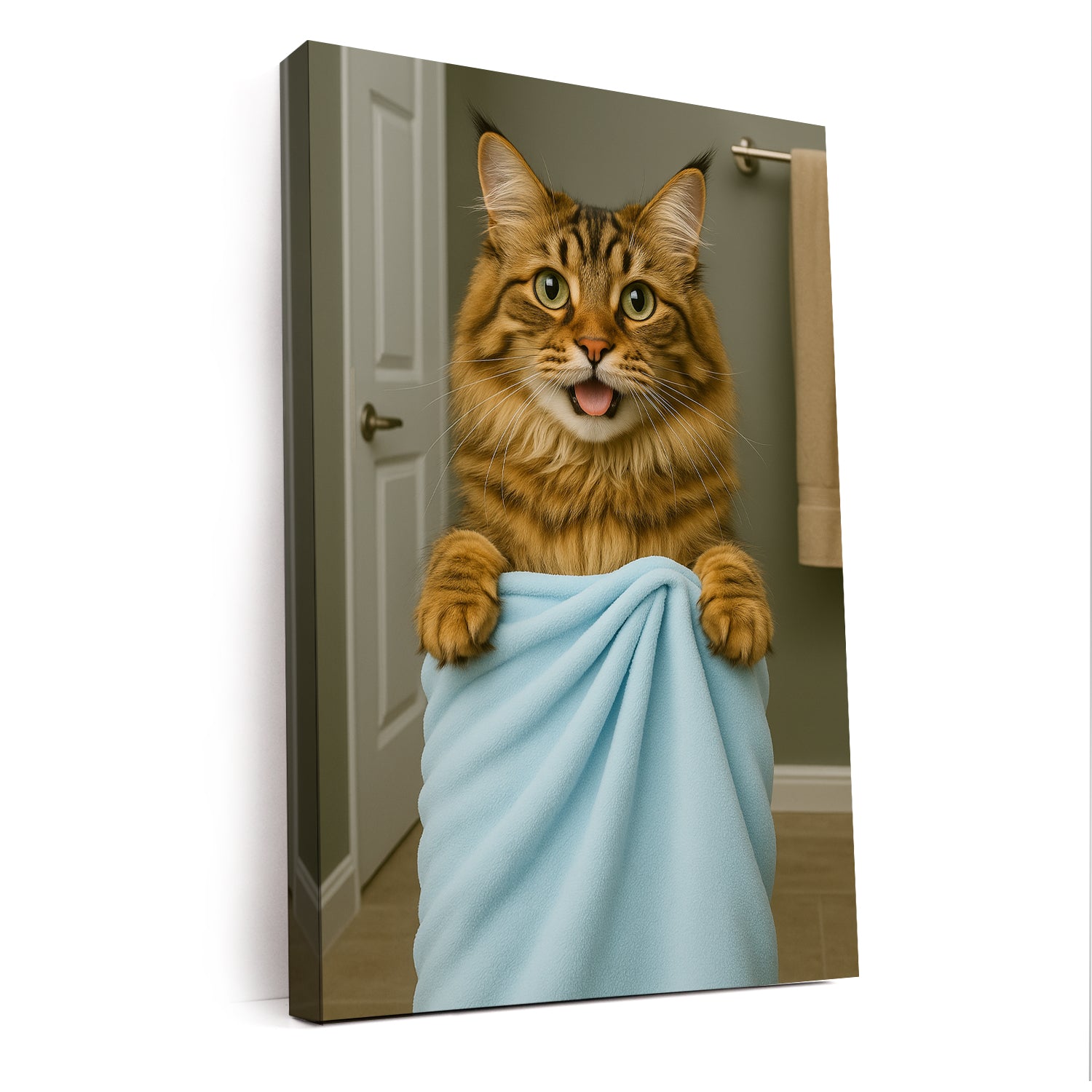 Custom Cat Photo In Bathroom Canvas Cat Lover Gifts