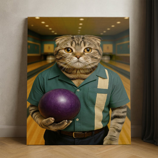 Custom Photo Bowling Cat Canvas Gift For Cat Lovers