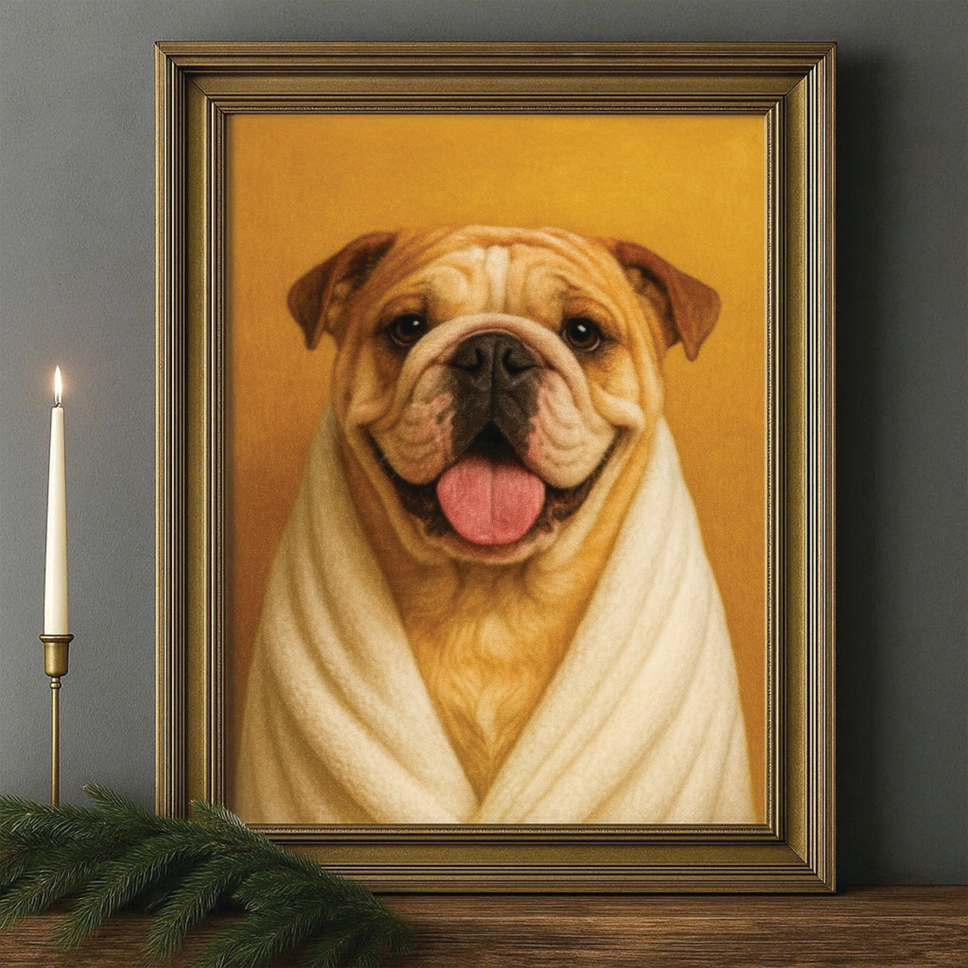 Custom Photo Dog Bathroom Style 30 Canvas Framed Wall Art Gift For Dog Lovers