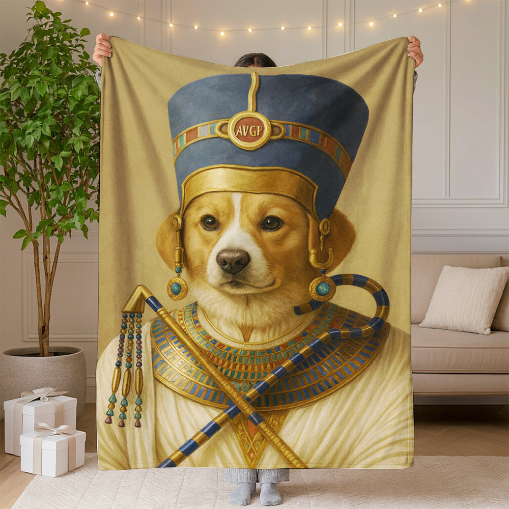 Custom Photo Egyptian Queen Dog BlanketGift For Dog Lover