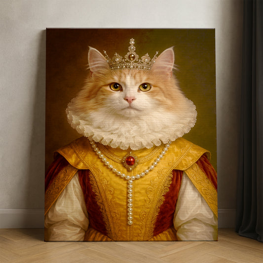 Custom Photo Cat Queen Royal Canvas Gift For Cat Lovers