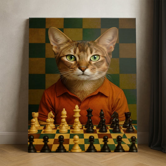 Custom Photo Chess Cat Canvas Gift For Cat Lovers