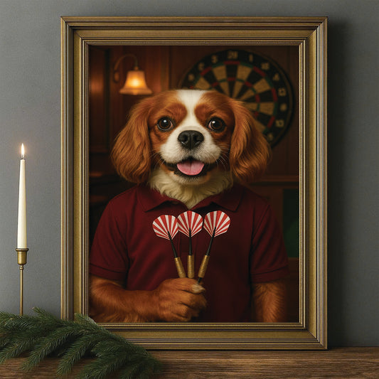 Custom Photo Dart Player Dog Canvas Framed Wall Art Gift For Dog Lovers