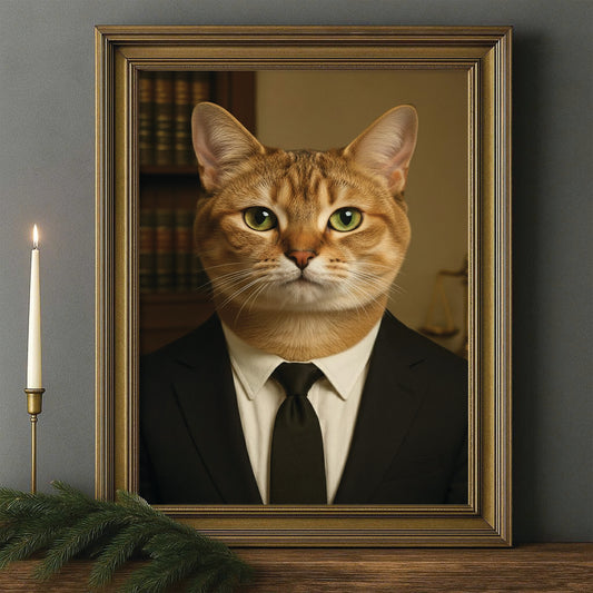 Custom Photo Lawyer Cat Canvas Framed Wall Art  Gift For Cat Lovers