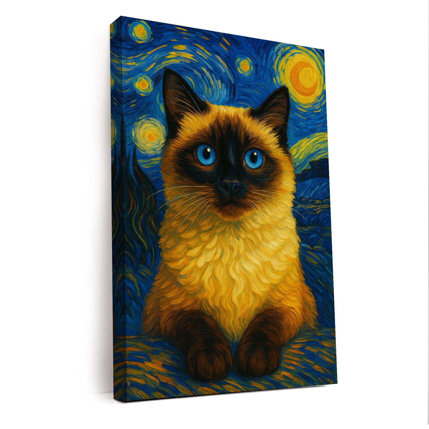 Custom Photo Cat Starry Night Canvas Wall Art