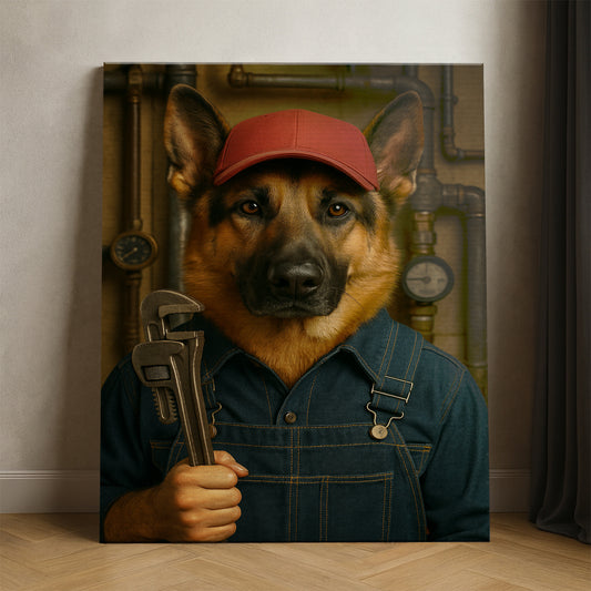 Custom Photo Plumber Dog Canvas Gift For Dog Lovers