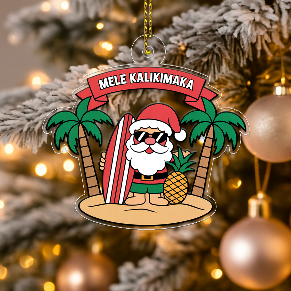 Hawaii Acrylic Ornament Santa Tropical 2