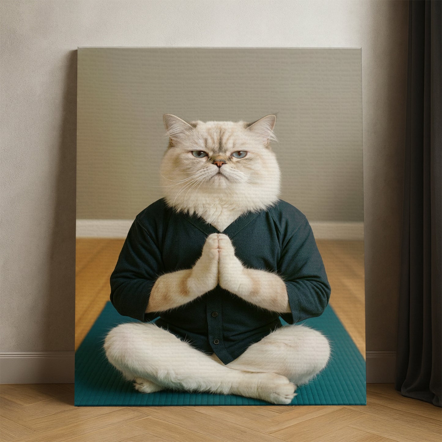 Custom Photo Yoga Cat Canvas Gift For Cat Lovers