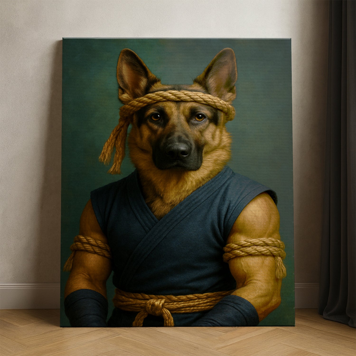 Custom Photo Fighter Warrior Art Dog Canvas Gift For Dog Lovers