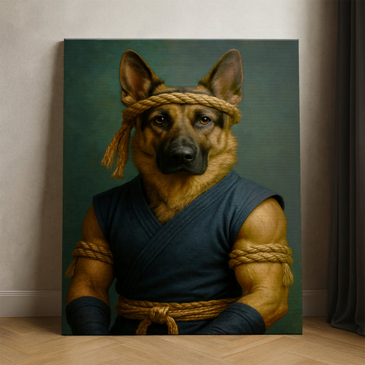 Custom Photo Fighter Warrior Art Dog Canvas Gift For Dog Lovers