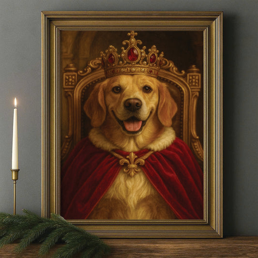 Custom Photo Royal Dog Potrait Canvas Framed Wall Art Gift For Dog Lovers