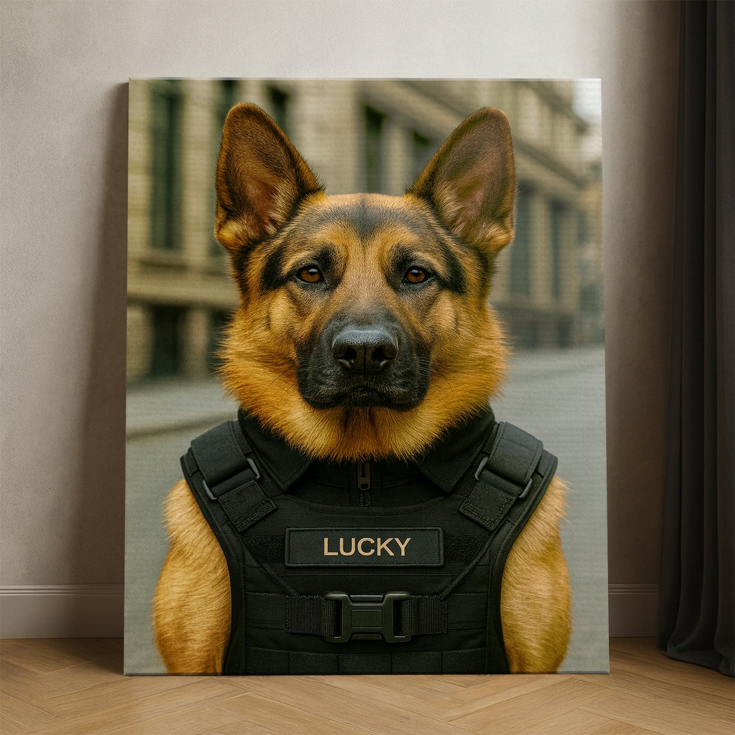 Custom Photo Tactical Dog Canvas Gift For Dog Lovers
