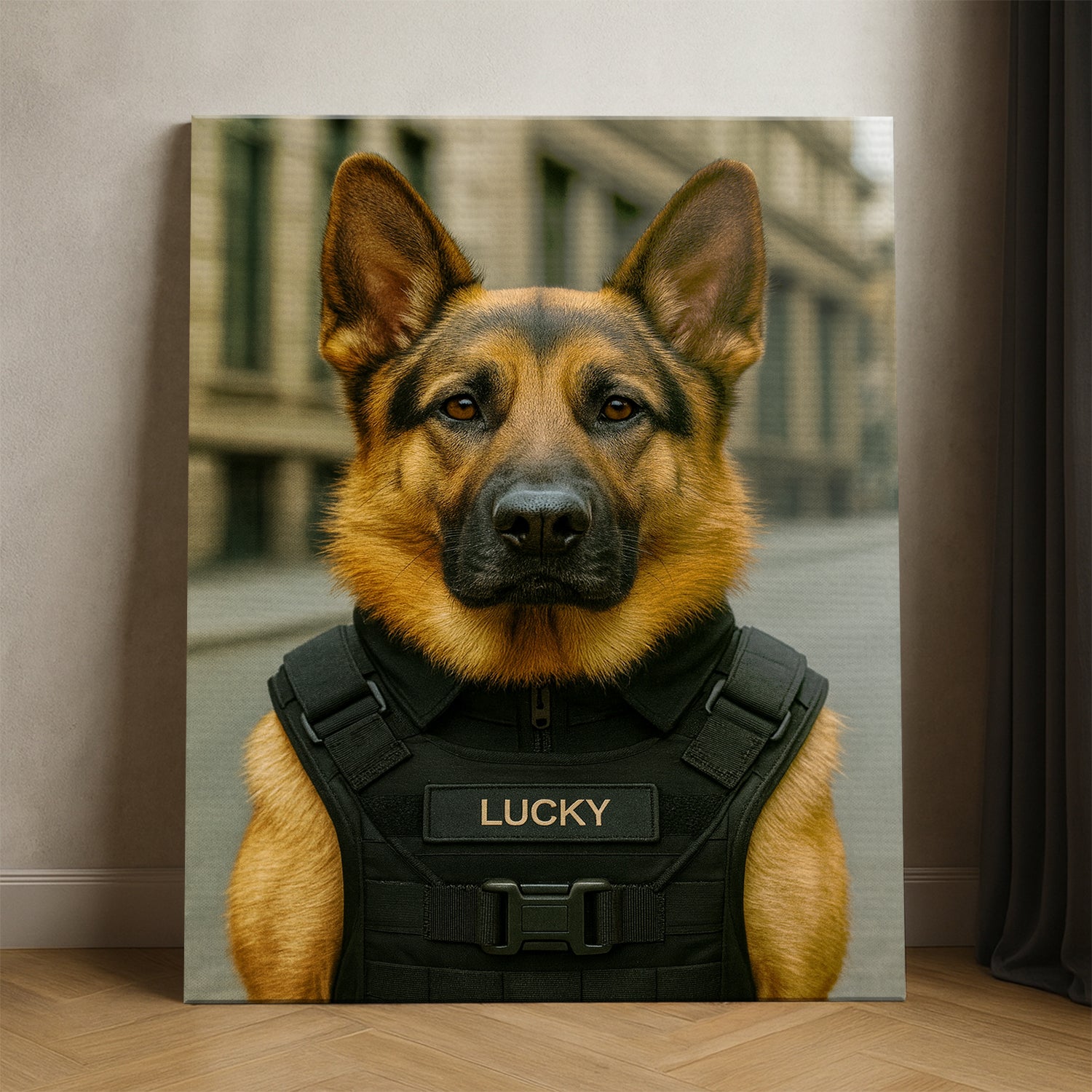 Custom Photo Tactical Dog Canvas Gift For Dog Lovers