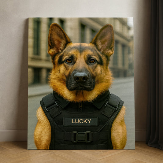 Custom Photo Tactical Dog Canvas Gift For Dog Lovers