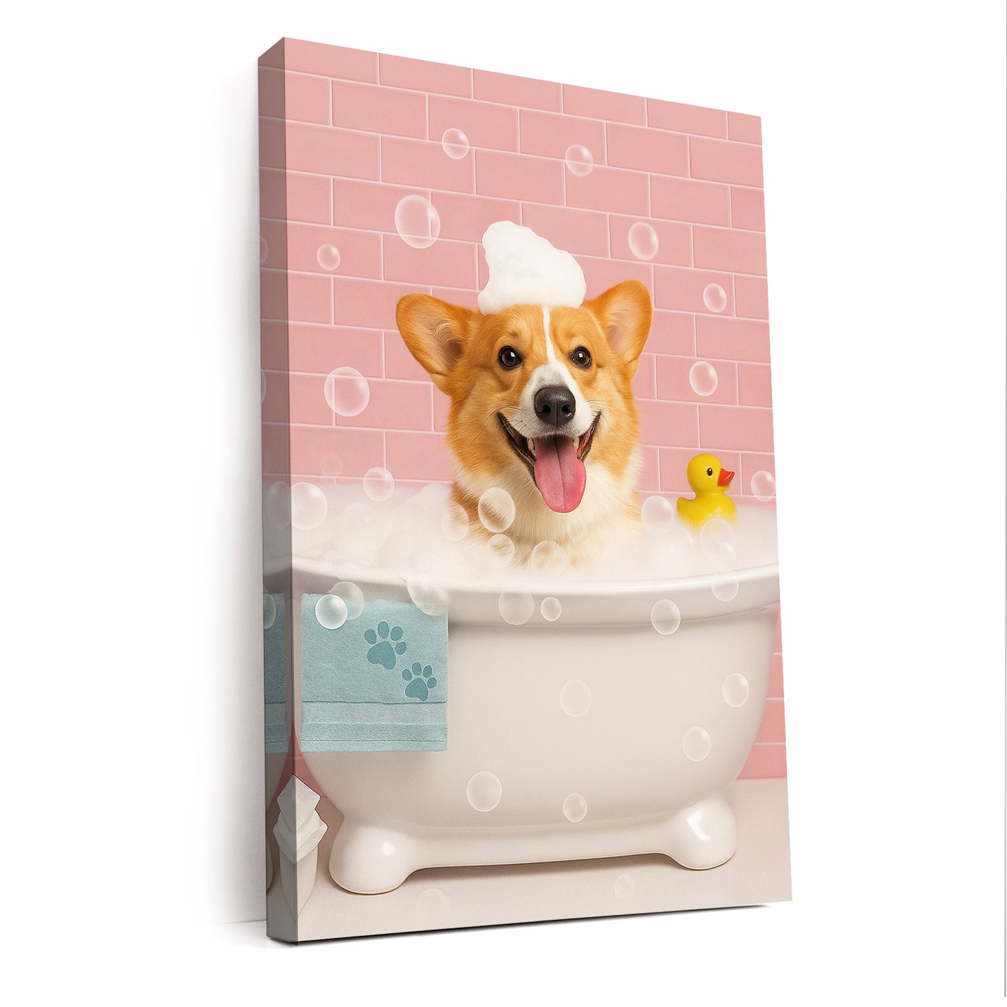 Custom Photo Dog In Bath Canvas Gift For Dog Lovers