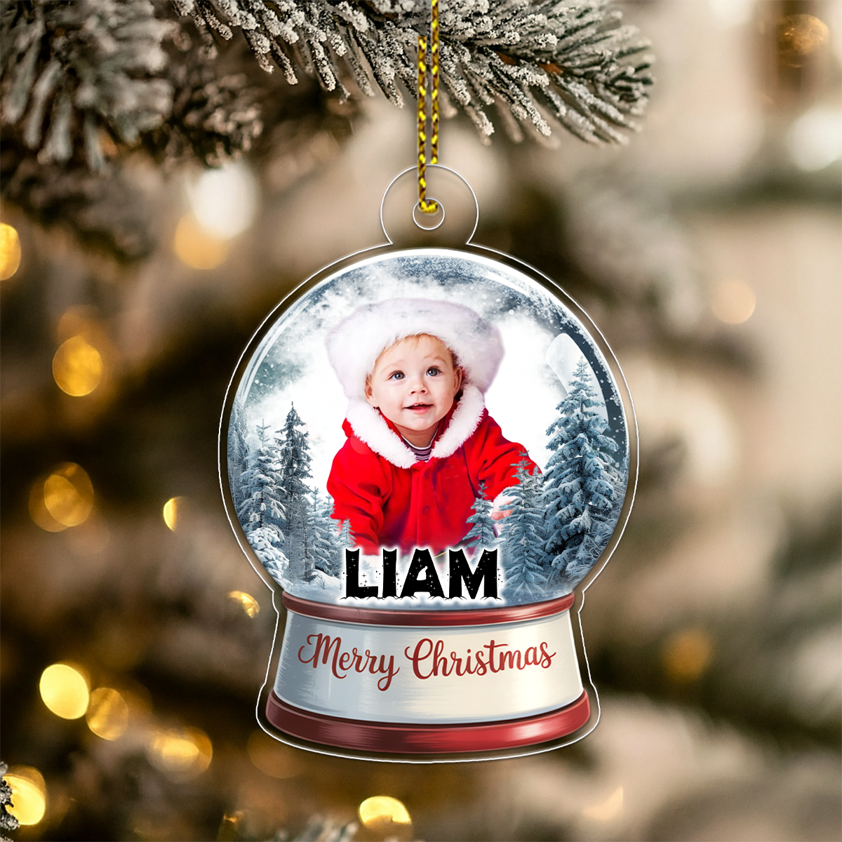 Custom Photo Baby With Name Snow Gloto Baby With Name Snow Globe