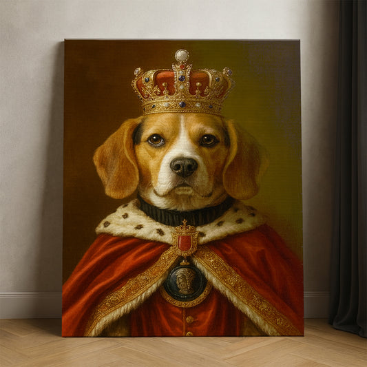 Custom Photo Royal Dog With Crown Canvas Gift For Dog Lovers