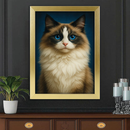 Custom Cat Deep Blue Canvas Framed Wall Art