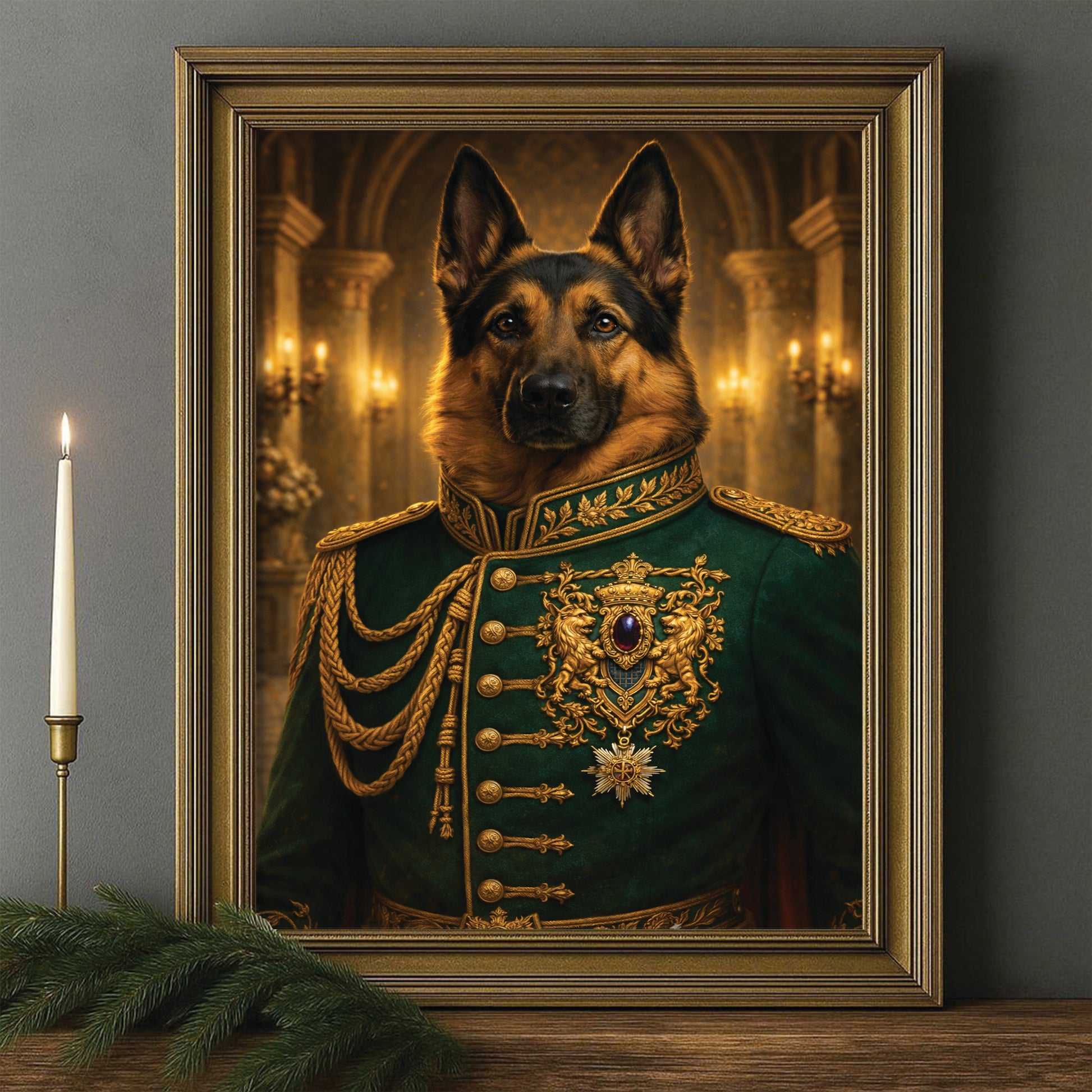 Custom Photo Dog Royal Style 11 Canvas Framed Wall Art Gift For Dog Lovers