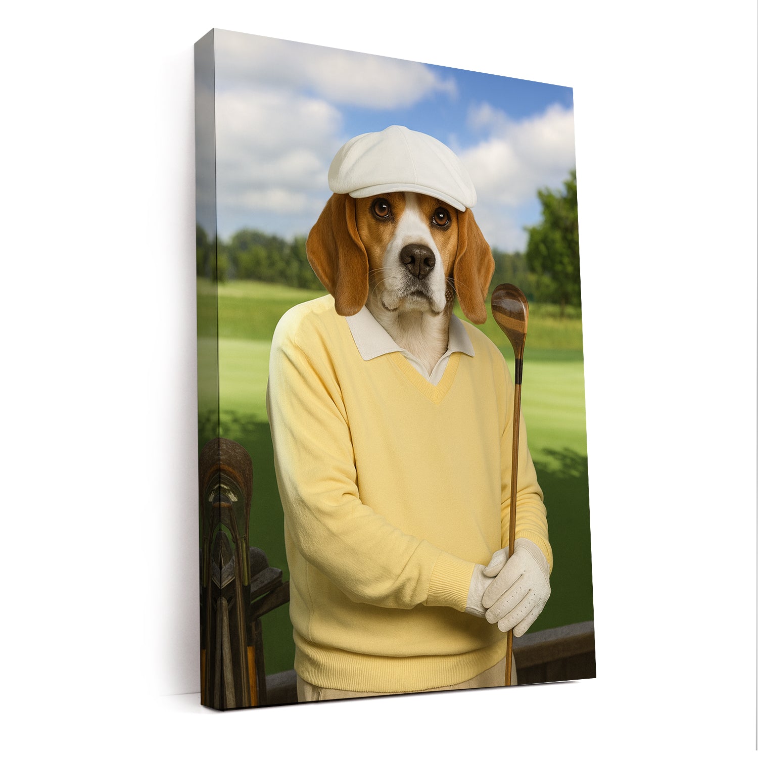 Custom Photo Golfer Dog Canvas Gift For Dog Lovers