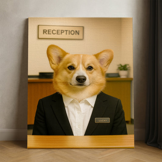 Custom Photo Receptionist Dog Canvas Gift For Dog Lovers