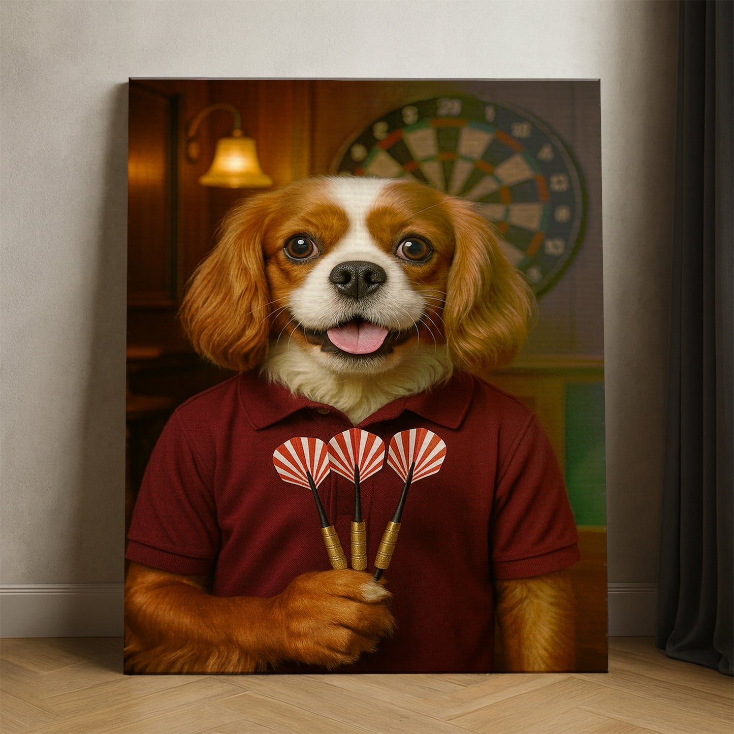 Custom Photo Dart Player Dog Canvas Gift For Dog Lovers