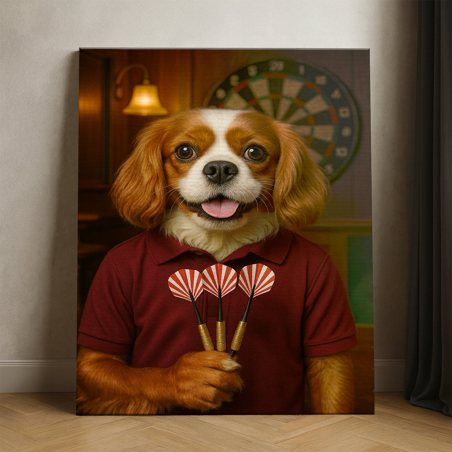 Custom Photo Dart Player Dog Canvas Gift For Dog Lovers