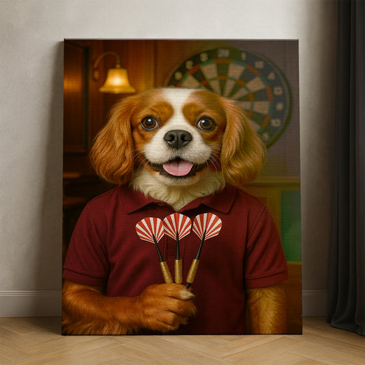 Custom Photo Dart Player Dog Canvas Gift For Dog Lovers