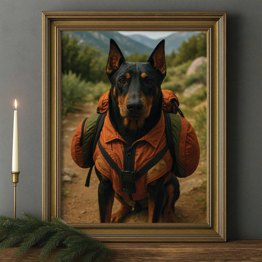 Custom Photo Backpacking Hiking Dog Canvas Framed Wall Art Gift For Dog Lovers