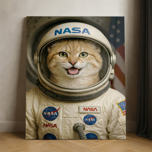 Custom Photo Astronaut Cat Canvas Gift For Cat Lovers