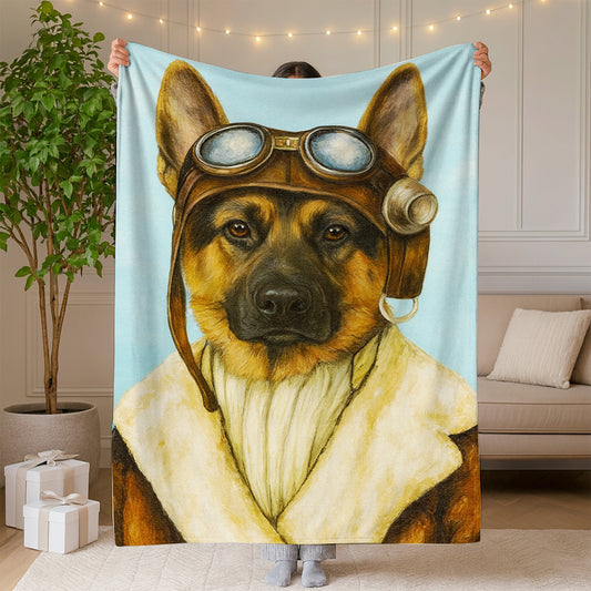 Custom Photo Portrait Pilot BlanketGift For Dog Lovers