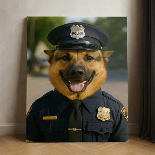 Custom Photo Police 2 Dog Canvas Gift For Dog Lovers