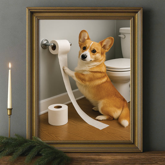 Custom Photo Dog Bathroom Style 18 Canvas Framed Wall Art Gift For Canvas Framed Wall Art