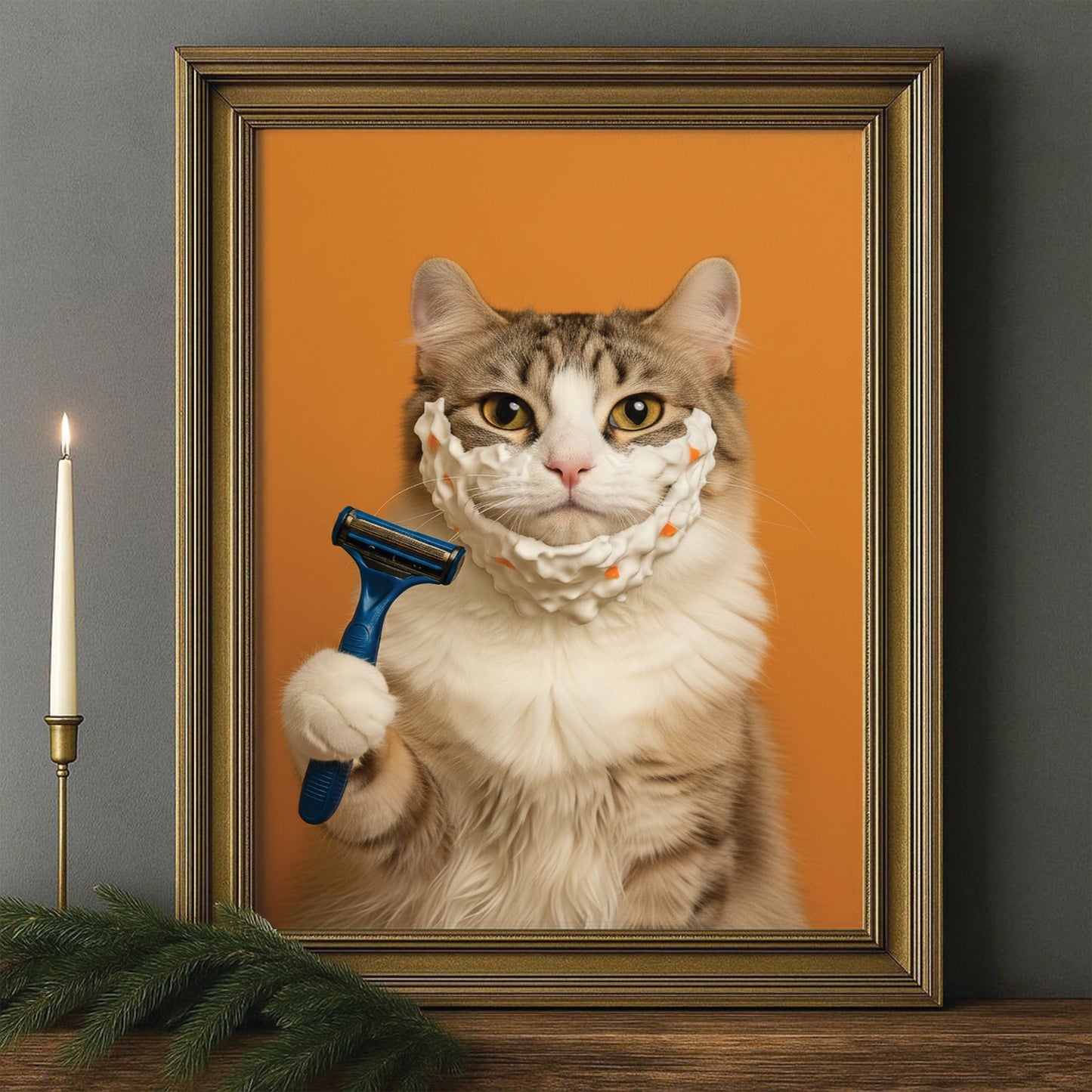 Custom Photo Cat Bathroom Style 36 Canvas Framed Wall Art Gift For Cat Lovers