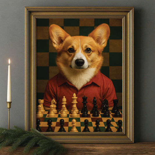 Custom Photo Chess Dog Canvas Framed Wall Art Gift For Dog Lovers