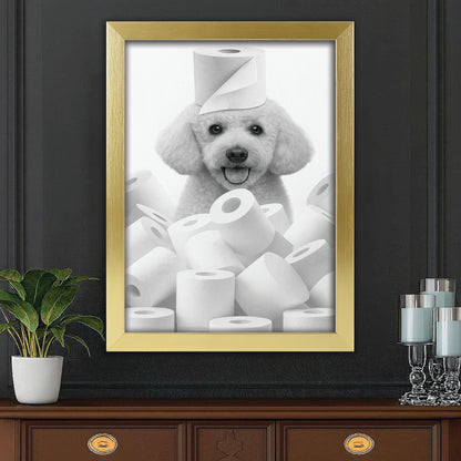 Custom Photo Dog Bathroom Canvas Framed Wall Art