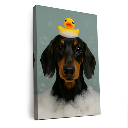 Custom Dog In Bathtub With Duck Toy