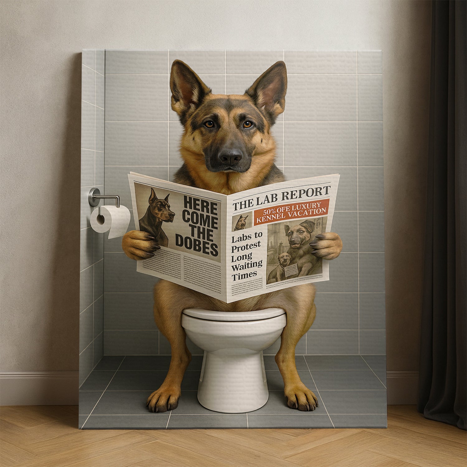 Custom Photo Dog Bathroom Canvas Style 03 Gift For Dog Lovers