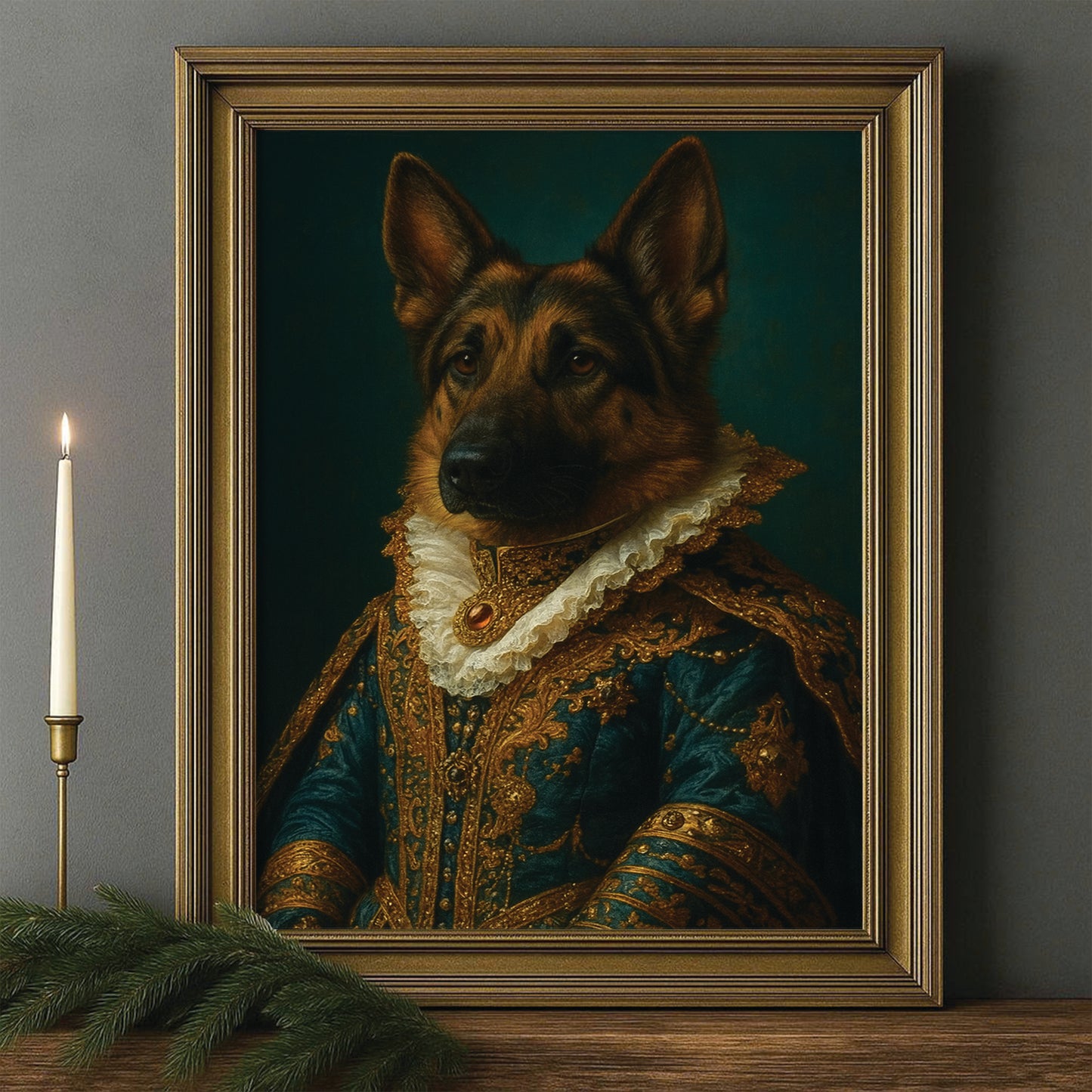 Custom Photo Dog Royal Style 4 Canvas Framed Wall Art Gift For Dog Lovers