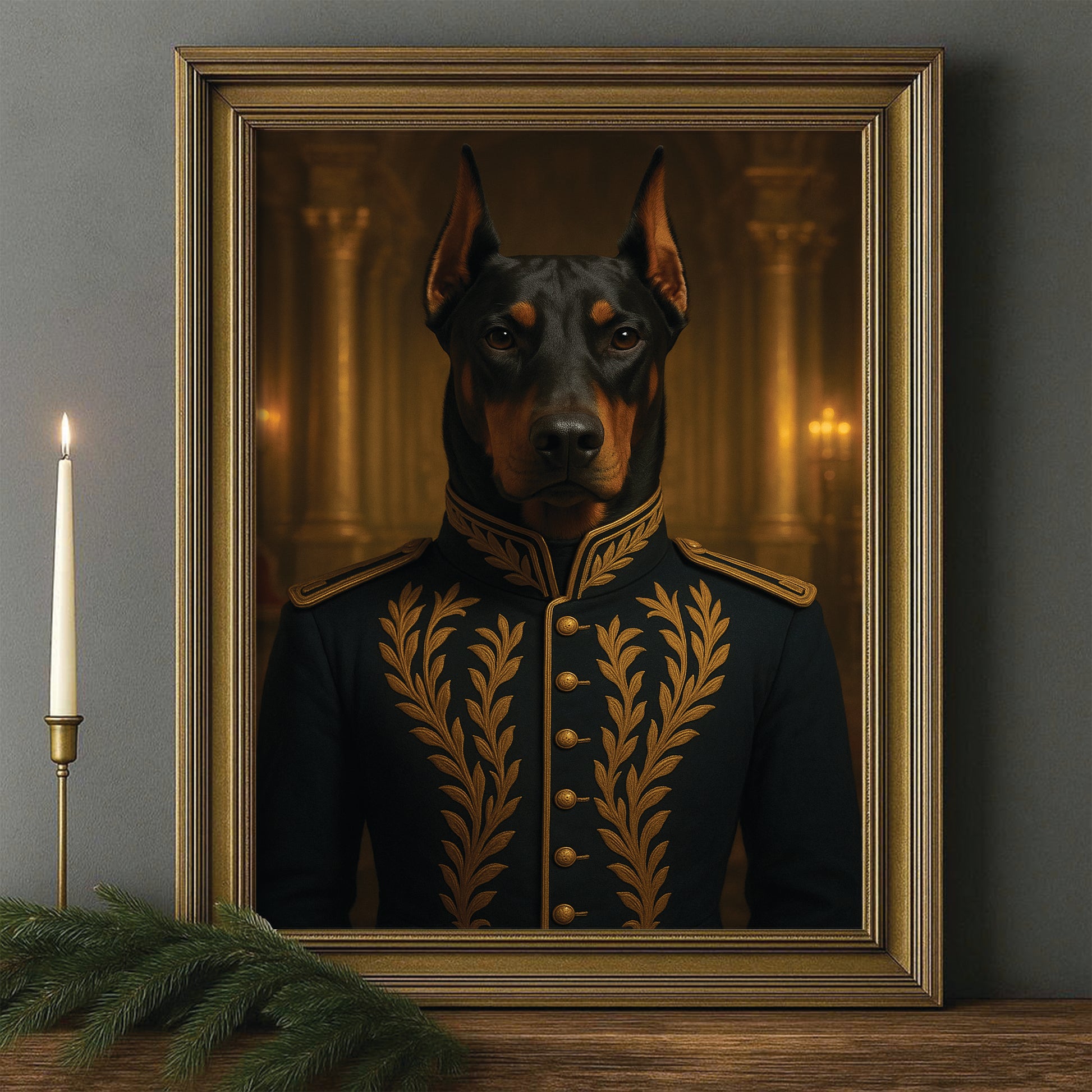 Custom Photo Dog Royal Style 10 Canvas Framed Wall Art Gift For Dog Lovers