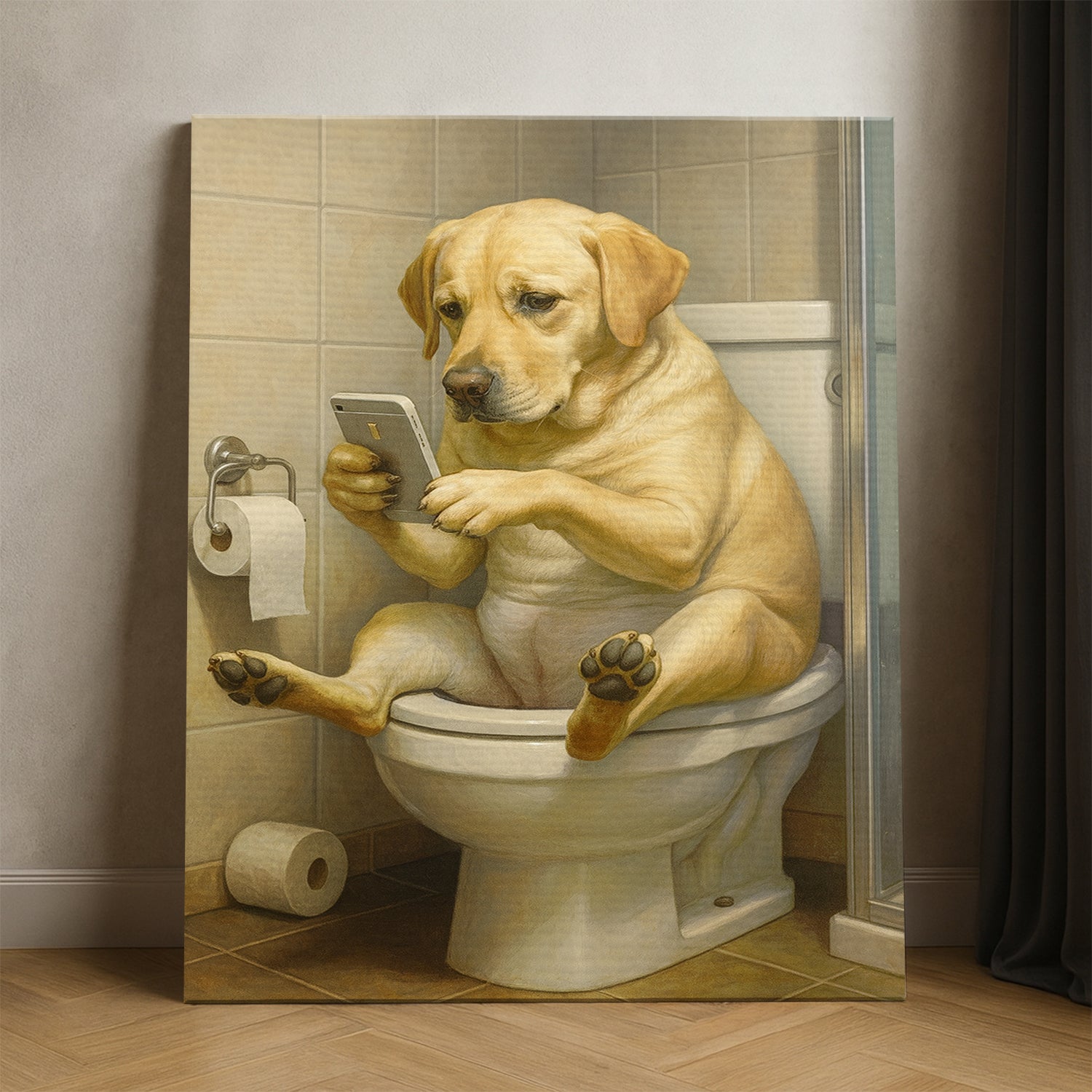 Custom Photo Dog Bathroom Style 3 Canvas Gift For Dog Lovers