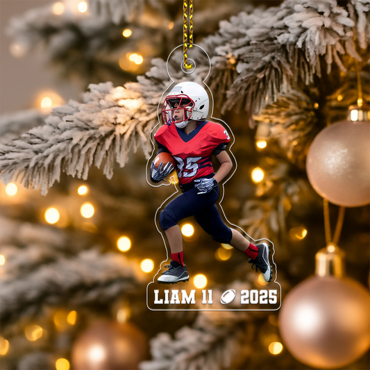Custom Name Football Player With Name Acrylic Ornament Christmas Gift