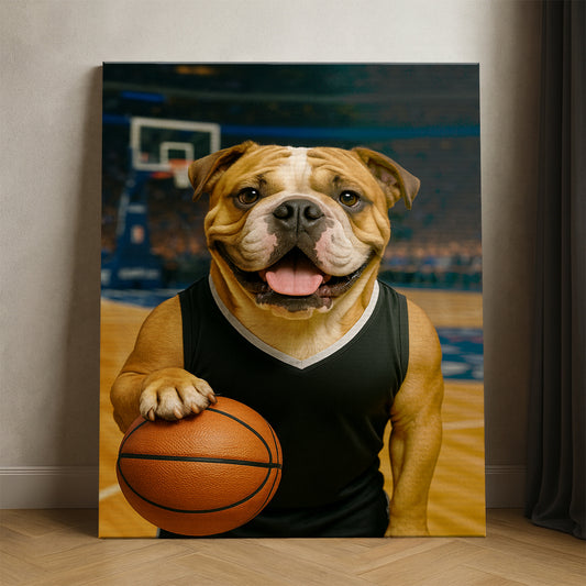 Custom Photo Basketball Player Dog Canvas Gift For Dog Lovers